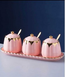 Ceramic Spice Jars With Lid Pink